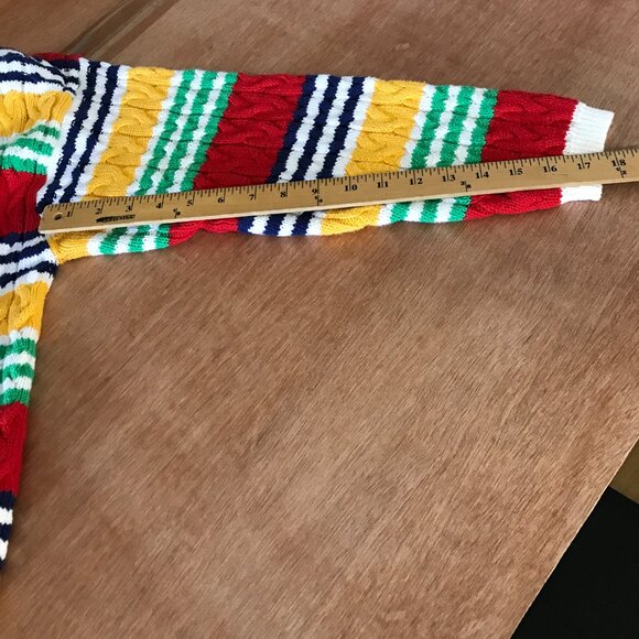 Adrienne Vittadini Sport Sweater Women L Red Cable Knit V Neck Pullover Stretch - Picture 9 of 11